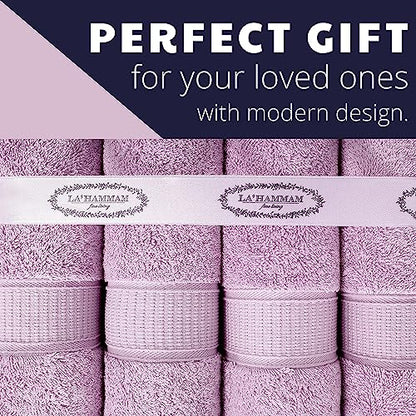 LA' HAM MAM FINE LIVING Luxury Turkish Cotton Towels Easy Care, Extra Soft & Absorbent, Hotel & Spa Quality, Kitchen & Bathroom Turkish Towels (Washcloth Set - 4 Pack, Lilac) - color: Lilac, size: Washcloth Set - 4 pack