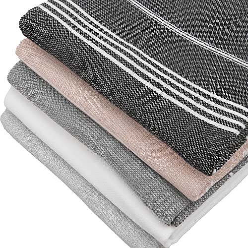 Set of 5 Turkish Beach Towel Oversized 40" x 72" | Quick Dry, Sand Resistant, Reversible, Machine Washable, Lightweight Peshtemal Towel for Beach, Pool, Travel & Spa - color: Multicolor