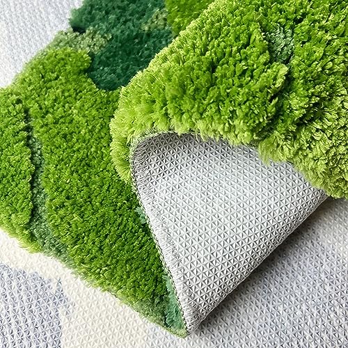 Cute Moss Bathroom Rugs Shaggy Washable Green Moss Bath Mat for Bathroom Non Slip Absorbent Bath Rugs for Shower, Tub, Sink, Toilet, Entry Way, 31''×20'' - color: Green Moss Rug 1