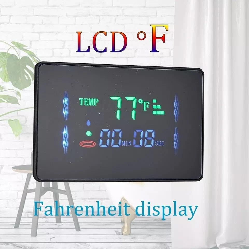 FUZ Matte Black Shower Panel Tower with LED Waterfall Rain Shower Head Digital Temperature Display 4 Body 99D-LFT8011andheld Shower Wand Tub Spout Multi Function Shower System for Bathroom