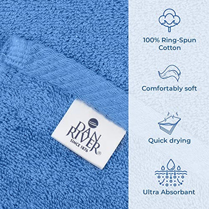 DAN RIVER Pack of 1 Jumbo Bath Sheet 40x80 Inches, Extra Large Bath Towel, Super Soft, Highly Absorbment & Quick Dry Cotton Towels - Medium Blue - color: Medium Blue