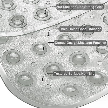 Bathtub and Shower Mats, Extra Long Non-Slip Bath Tub Mat 39 x 16 Inch, Machine Washable Bathmat with Suction Cups & Drain Holes for Bathroom Floor, Clear Grey - color: Clear Grey