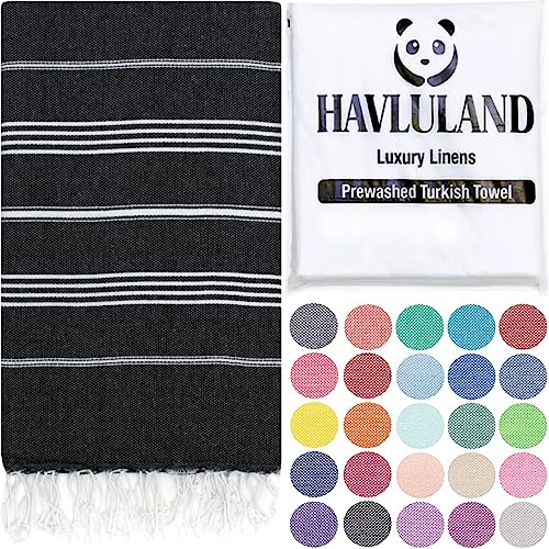 Turkish Beach Towel, Oversized 40" x 72", 100% Cotton - Black | Quick Dry, Sand Resistant, Reversible, Machine Washable, Lightweight Peshtemal Towel for Beach, Pool, Travel & Spa - color: Black