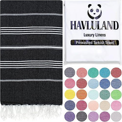 Turkish Beach Towel, Oversized 40" x 72", 100% Cotton - Black | Quick Dry, Sand Resistant, Reversible, Machine Washable, Lightweight Peshtemal Towel for Beach, Pool, Travel & Spa - color: Black