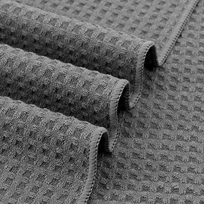 POLYTE Ultra Premium Microfiber Kitchen Dish Hand Towel Waffle Weave, 8 Pack (16x28 in, Gray) - color: Gray, size: 16x28 in