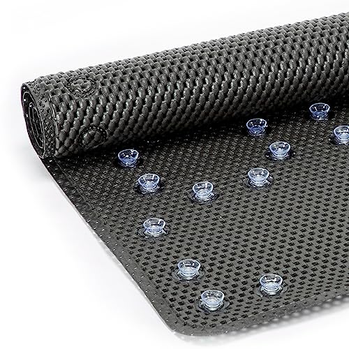 Bathtub Mat Non Slip, Soft Foam Bath Mat for Tub, Bathtub Mat with Drain Holes, Suction Cups Shower Mat (Black, 36''X17'') - color: Black