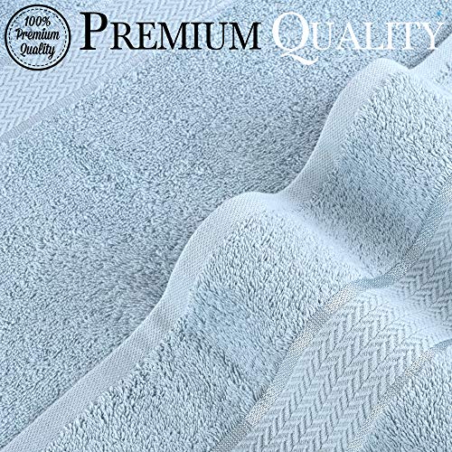 CRAFTBERRY-6 Piece Cotton Bath Towel Set-2 Bath - 2 Hand - 2 Face, Sky Blue | 100% Cotton • Thick & Plush • Hotel Quality • Ultra Soft • Highly Absorbent • Quick Dry • Low Lint • Machine Washable - color: Light Blue