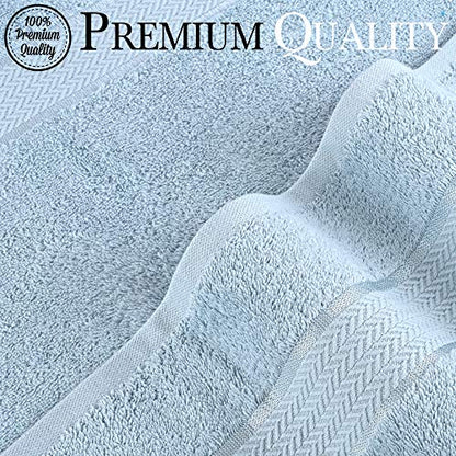 CRAFTBERRY-6 Piece Cotton Bath Towel Set-2 Bath - 2 Hand - 2 Face, Sky Blue | 100% Cotton • Thick & Plush • Hotel Quality • Ultra Soft • Highly Absorbent • Quick Dry • Low Lint • Machine Washable - color: Light Blue