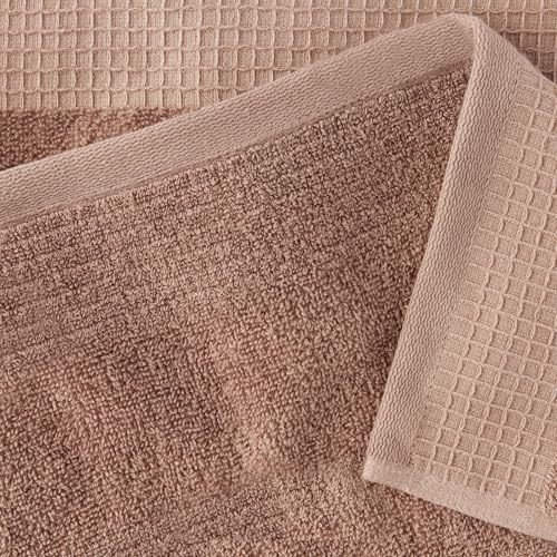 Amazon Basics Organic Cotton Waffle Kitchen Dish Towels - Ultra Absorbent, Quick Drying, Lint-Free, 15 x 25 inches, 6-Pack (2pc Olive Light/Brown Strip, 2pc Brown, 1pc Olive, 1pc White) - color: 2pc Olive Light/Brown Strip, 2pc Brown, 1pc Olive, 1pc White