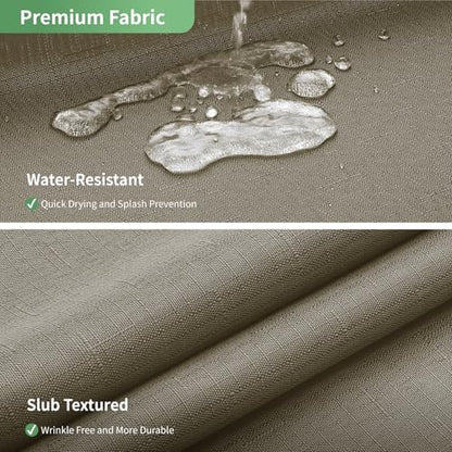 eachope No Hook Shower Curtain with Snap-in Fabric Liner Set,Slub Textured Fabric Shower Curtains for Bathroom,Hotel Style Modern Shower Curtain,Water Repellent & Washable,71x74(72),Tan/Khaki | Hotel Style Fabric with See-Through Top Window, Water Repelle