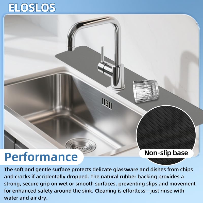 30"L x 5.5"W Customizable Sink Faucet Mat for Kitchen Sink 2&3 Holes, Gray | DIY Cut for Oval/Rectangle/Square Faucets, Extra Long Coverage, For Splashes & Drips - style: 1 Pcs Gray