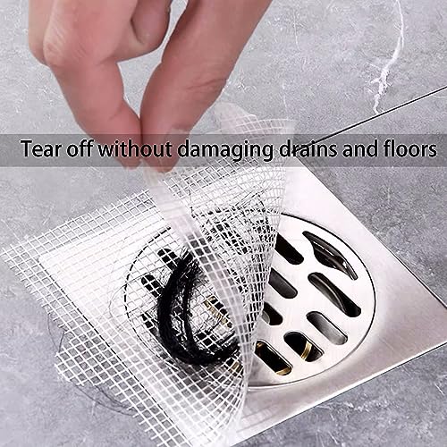 PRIMSOPH 4 Inch 30pcs Disposable Shower Drain Hair Catcher Mesh Stickers Floor Drain Sticker Disposable Drain Filter Hair Trap Sticker