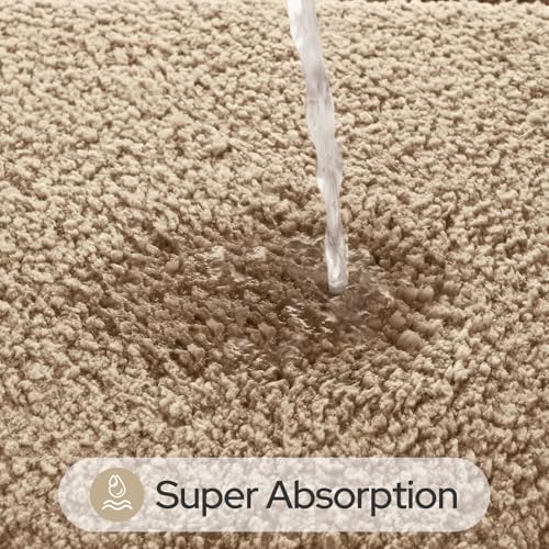 HOMEIDEAS Bathroom Rugs Sets 2 Piece, Soft Bathroom Mats and Absorbent Microfiber Machine Washable Bath Mats for Shower Room, Bathtub, Kitchen (20" x 32" + 16" x 24", Beige) - color: Beige