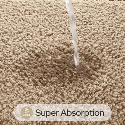 HOMEIDEAS Bathroom Rugs Sets 2 Piece, Soft Bathroom Mats and Absorbent Microfiber Machine Washable Bath Mats for Shower Room, Bathtub, Kitchen (20" x 32" + 16" x 24", Beige) - color: Beige
