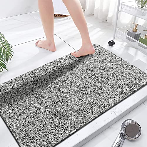 godehone Shower Mats Non Slip Without Suction Cups, PVC Loofah Bathroom Mats, Loofah Mats for Shower and Bathroom, Quick Drying, 23.6× 47.2 Inch, Grey - color: Grey, size: 47.2" x 23.6" (Rectangular)