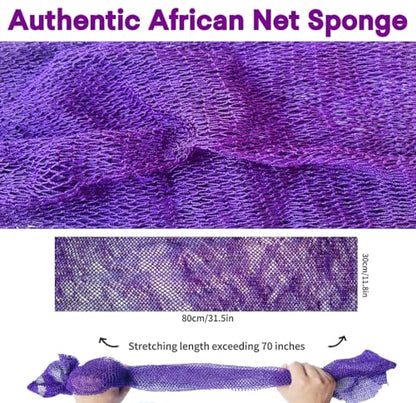 SPMKTBOZAI African Net Sponge Authentic, Exfoliating Net for Body Back | African Net Sponge with Knots| Long Stretch Net| African Net for Sensitive Skin| Durable & Quick Dry| Daily Use| Purple - color: Purple
