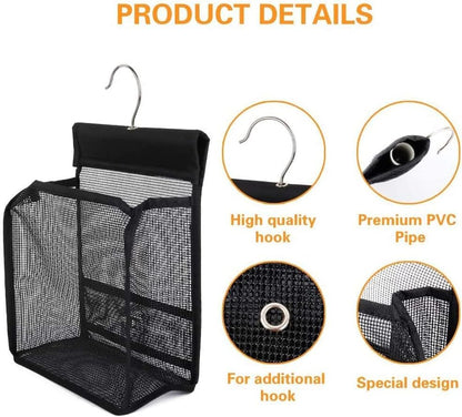 Hanging Mesh Shower Caddy Organizer Bathroom Storage Bag with Hooks for College Dorm, Gym, Swimming,RV and Travel