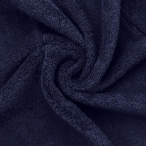 BC BARE COTTON Monogrammed Hand Towel, Navy, 16 x 30 Inches - Set of 2, 100% Turkish Cotton, Extra Absorbent, Soft Terry Finish, Personalized Gift - color: Silver on Navy, style: Initial B