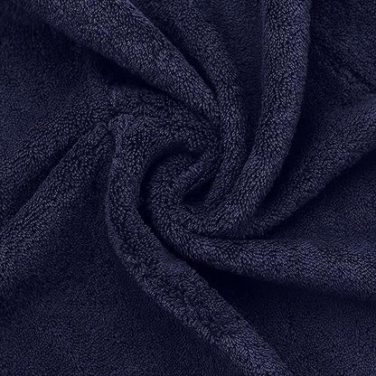 BC BARE COTTON Monogrammed Hand Towel, Navy, 16 x 30 Inches - Set of 2, 100% Turkish Cotton, Extra Absorbent, Soft Terry Finish, Personalized Gift - color: Silver on Navy, style: Initial B