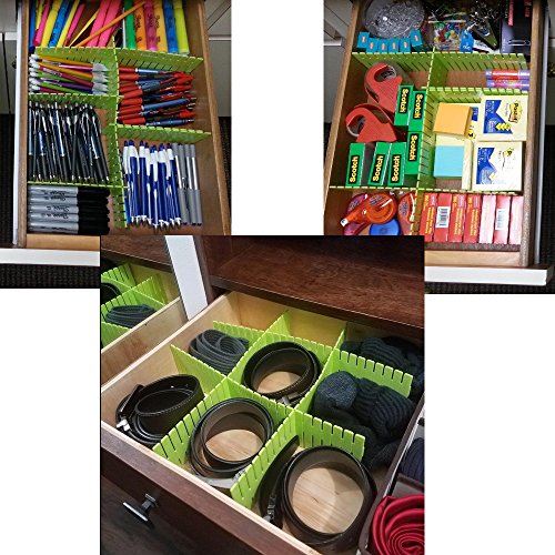 8pcs DIY Plastic Drawer Organizer Adjustable Drawer Dividers for Home Tidy Closet, Socks, Underwear, Office School Supplies, Kitchen Utensil Tools (Green) - color: Green