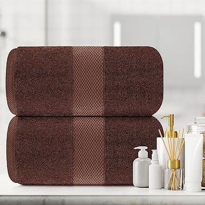 White Classic Luxury Soft Brown Bath Sheet Towels - 650 GSM Cotton Luxury Bath Towels Extra Large 35x70 / Highly Absorbent and Quick Dry/Hotel Collection Extra Large Bath Towels Oversized, 2 Pack - color: 20: Brown