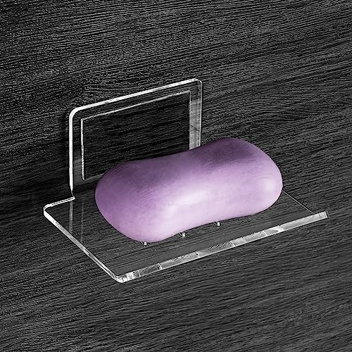 Self Adhesive Soap Dish Wall Mounted, 4 Slot Acrylic Soap Saver, Sponge Soap Holder for Shower Wall, Bathroom, Kitchen (Clear) - color: Clear 1pack