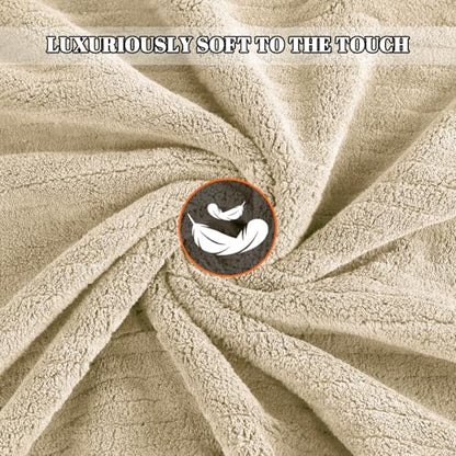 Bath Towels Set of 4 Extra Large 35 x 70 Inches,Luxury Thick High Absorbent and Quick Dry Bath Sheet,Ultra Soft Microfiber,Bathroom,Beach,Yoga,Sport,SPA,Fitness (Beige) - color: Beige, style: 4 Piece Bath Towels