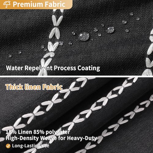 Boho Striped Tassel Linen Shower Curtain,3D Embroidery Stripe Black,72x90 | Extra Long Floor Length,Striped Texture,Water Repellent,Bohemian Luxury Farmhouse,Wrinkle Resistant,12 Plastic Hooks - color: Black, size: 72"W x 90"L (Pack of 1)