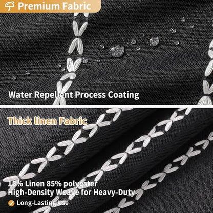 Boho Striped Tassel Linen Shower Curtain,3D Embroidery Stripe Black,72x90 | Extra Long Floor Length,Striped Texture,Water Repellent,Bohemian Luxury Farmhouse,Wrinkle Resistant,12 Plastic Hooks - color: Black, size: 72"W x 90"L (Pack of 1)