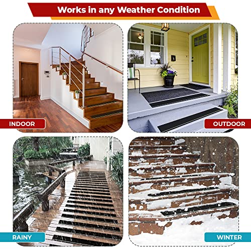 Outdoor Non-Slip Stair Treads With Glow Stripe, High-Traction Grip Tape | 10 Pack, 6 x 24 Inches, Outdoor Use, Grit Non-Skid Surface, Abrasive Adhesive, High-Friction Design, Weather Resistant - size: Glow in Dark, style: 10 Pack