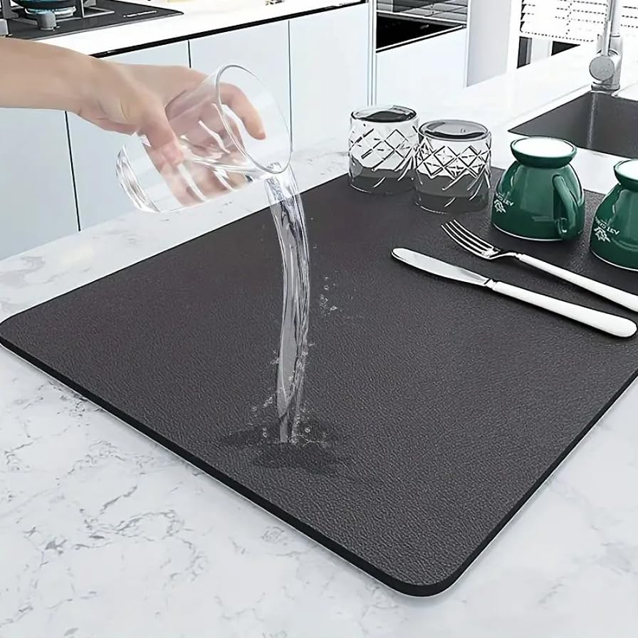 1pc Super Absorbent Coffee Mat, Large Absorbent Draining Mat, Dish Drying Mat, Quick Dry Bathroom Drain Pad, Home Kitchen Supplies