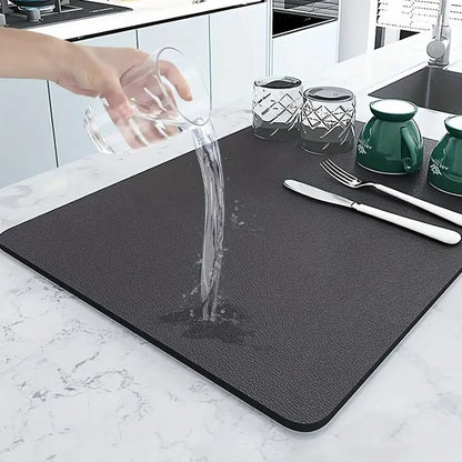 1pc Super Absorbent Coffee Mat, Large Absorbent Draining Mat, Dish Drying Mat, Quick Dry Bathroom Drain Pad, Home Kitchen Supplies