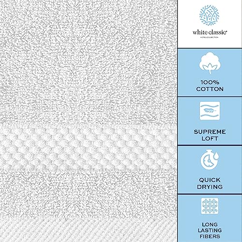 White Classic Luxury Cotton Washcloths 13x13 Inch - 650 GSM Turkish Cotton | Hotel, Spa, Bathroom Face Towel | 12 Pack, Silver - color: 05: Silver
