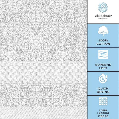 White Classic Luxury Cotton Washcloths 13x13 Inch - 650 GSM Turkish Cotton | Hotel, Spa, Bathroom Face Towel | 12 Pack, Silver - color: 05: Silver
