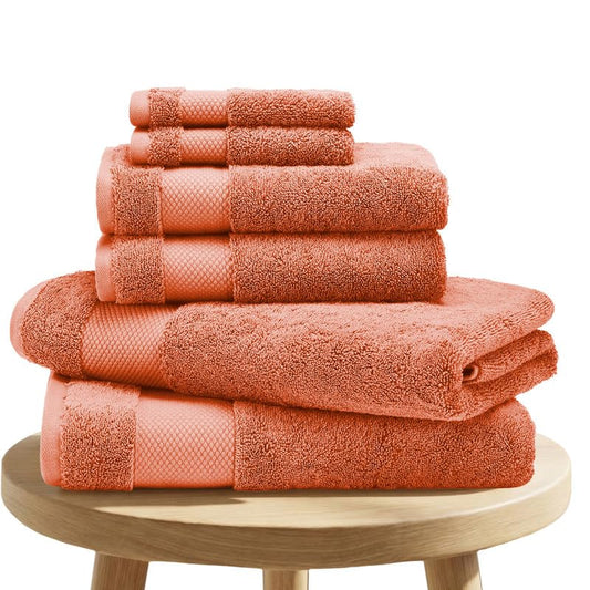 BIOWEAVES 100% Organic Cotton 700 GSM Plush 6-Piece Premium Towel Set GOTS Certified, 2 Bath Towels, 2 Hand Towels & 2 Washcloths - Burnt Orange - color: Burnt Orange, size: 6 Pc Towel Set