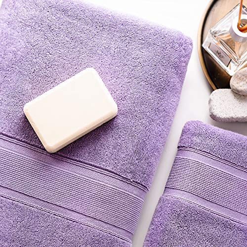 Luzia 8 Piece Bathroom Towel Set - 100% Turkish Cotton, Premium Quality - 2 Bath Towels 2 Hand Towels and 4 Washcloths (Lavender/Purple) - color: Lavender