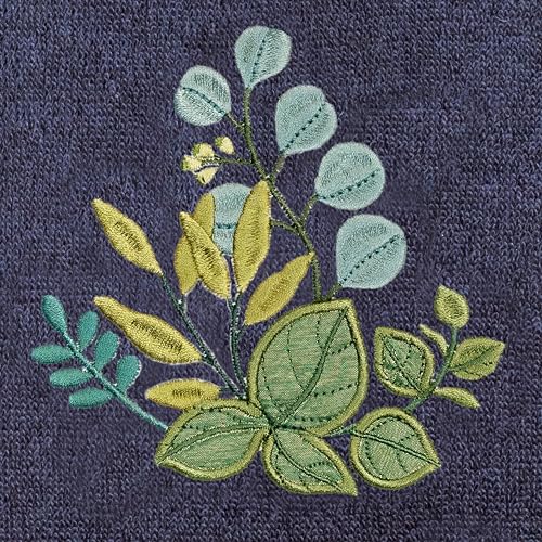 Verdant 4-Piece Luxury Towel Set, Applique Embroidered Bouquet, Plush Turkish Cotton, Durable & Quick Dry, Vibrant Bathroom Ensemble, 2 Bath 2 Hand Towels, Marine - color: Marine, size: 2 Pcs Bath 2 Pcs Hand Towel