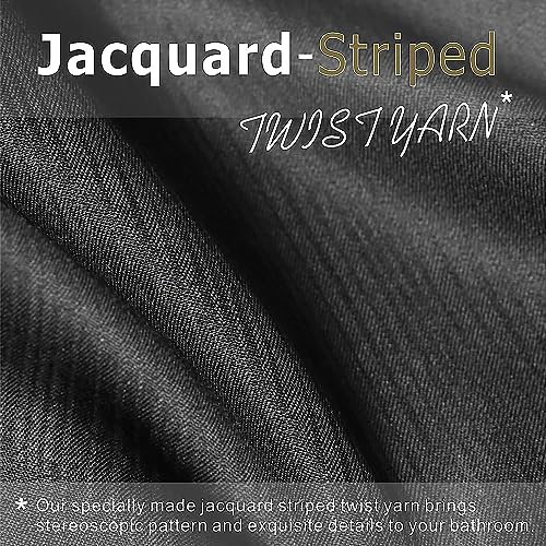 Black Shower Curtain for Bathroom: Water Repellent Quick Dry - 84"Lx72"W | Striped Textured Linen Style 84 IN Extra Long Polyester Fabric Bath Curtain, Simple Elegant Lightweight Washable Semi-Sheer - color: Black, size: 72"W x 84"L (Pack of 1)