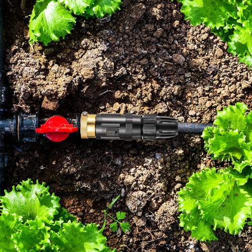 1 PC 25PSI Drip Irrigation Faucet Adapter Kit 1/2" Tubing to 3/4" Faucet | Drip Irrigation Filter with Water Pressure Regulator, Backflow Preventer and Filter for Irrigation of Gardens, Farmlands, etc