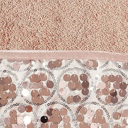 Zahari Home Sinatra Modern Bathroom Towel Set 3 Piece Towel Blush Bath Towel, Hand Towel and Wash Towel Luxury Contemporary Bling Blush Bath Towel Sets Soft Plush and Highly Absorbent - color: Sinatra Blush, style: 3 Piece Towel Set