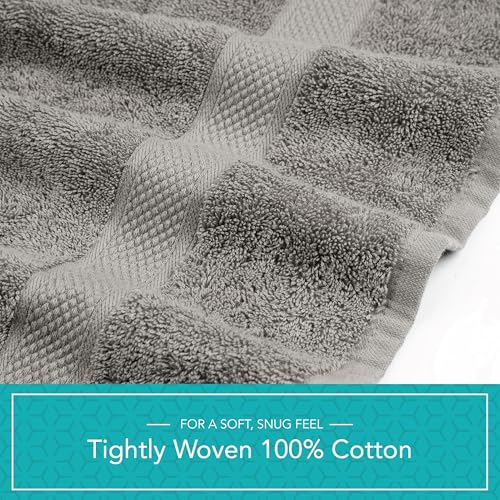 Pleasant Home Bath Towels Set of 6 (24” x 50”) 100% Cotton, Gray | 515 GSM | Lightweight, Soft & Highly Absorbent Luxury Towels for Bathroom | for Gym, Pool & Spa - color: Grey