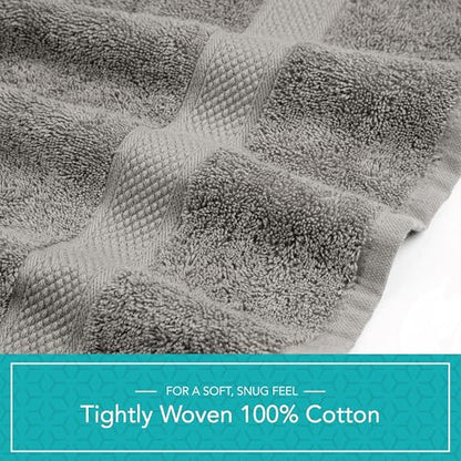 Pleasant Home Bath Towels Set of 6 (24” x 50”) 100% Cotton, Gray | 515 GSM | Lightweight, Soft & Highly Absorbent Luxury Towels for Bathroom | for Gym, Pool & Spa - color: Grey