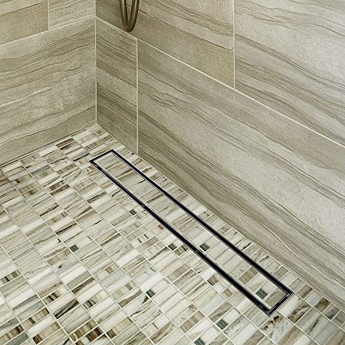 Neodrain 30-Inch Linear Shower Drain-Brushed,with Tile Insert Grate | 304 Stainless Steel, Fast Drainage, Rectangle Shower Floor Drain with Leveling Feet & Hair Strainer, Fits Bathroom, Balcony - color: Brushed, size: 30 IN