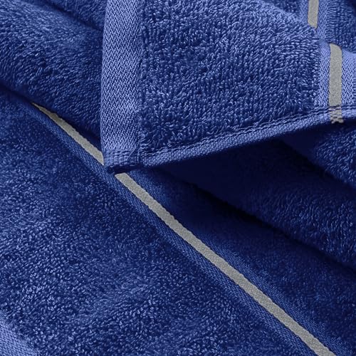 MyOwn Ultra Soft 6 Pack Cotton Towel Set, Contains 2 Bath Towels 28x55 inch, 2 Hand Towels 16x24 inch & 2 Wash Coths 12x12 inch, Ideal Everyday use, Compact & Lightweight - Navy Blue - color: Navy Blue, size: 6 Piece Set