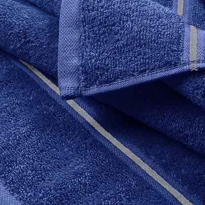 MyOwn Ultra Soft 6 Pack Cotton Towel Set, Contains 2 Bath Towels 28x55 inch, 2 Hand Towels 16x24 inch & 2 Wash Coths 12x12 inch, Ideal Everyday use, Compact & Lightweight - Navy Blue - color: Navy Blue, size: 6 Piece Set