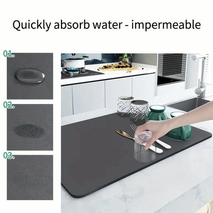1pc Super Absorbent Coffee Mat, Large Absorbent Draining Mat, Dish Drying Mat, Quick Dry Bathroom Drain Pad, Home Kitchen Supplies