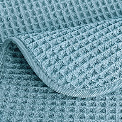 POLYTE 430 GSM Microfiber Lint Free Washcloth Face Towel, 13 x 13 in, 4 Pack (Waffle Weave) - color: Green