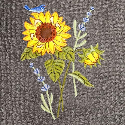 Jubilant 4-Piece Premium Towel Set, Vibrant Floral Applique, Luxurious Turkish Cotton, Soft & Durable, Elegant Bath Ensemble, 2 Bath 2 Hand Towels, Charcoal - color: Charcoal, size: 2 Pcs Bath 2 Pcs Hand Towel