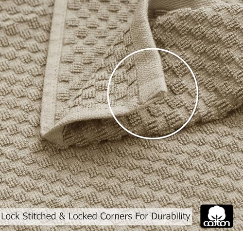 COTTON CRAFT Amazing Kitchen Towels - 8 Pack 100% Cotton Waffle Terry Towel | Beige - 16x28 inch Euro Café Waffle Weave Dish Towels - Soft Absorbent Quick Dry Low Lint Reusable Pantry Bar Cleaning Cloth - color: Beige, size: 8 Pack