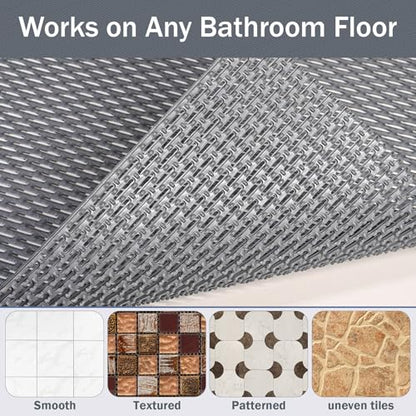 Bathroom Non Slip Shower Mat, Gray 58x32 Inch Bathtub Mat, Non Slip Bathroom Mat for Elderly and Kids, Easy to Dry, Fast-Dry Drainage Hole, Easy to Prune - color: Gray, size: 58" x 32" (Rectangular)